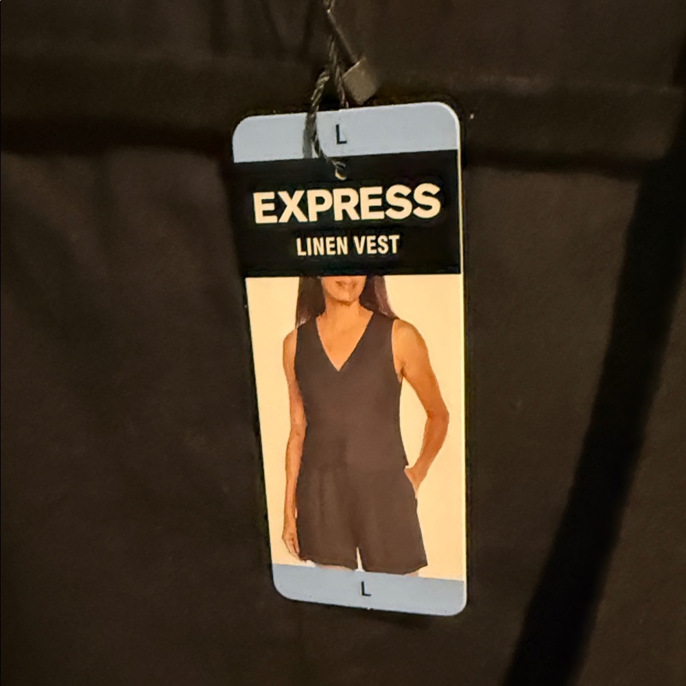 Express Black Linen Vest large dress up or down